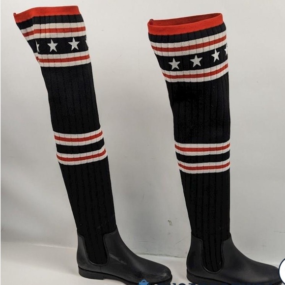 Givenchy Knit Fabric and Rubber Storm Rain Boots Womens - Picture 4 of 11